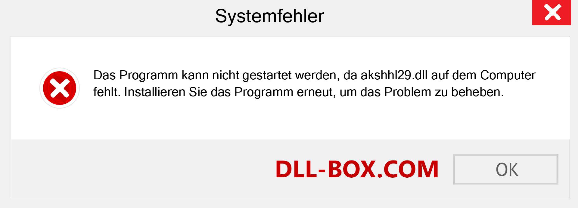 akshhl29.dll-Datei fehlt?. Download für Windows 7, 8, 10 - Fix akshhl29 dll Missing Error unter Windows, Fotos, Bildern